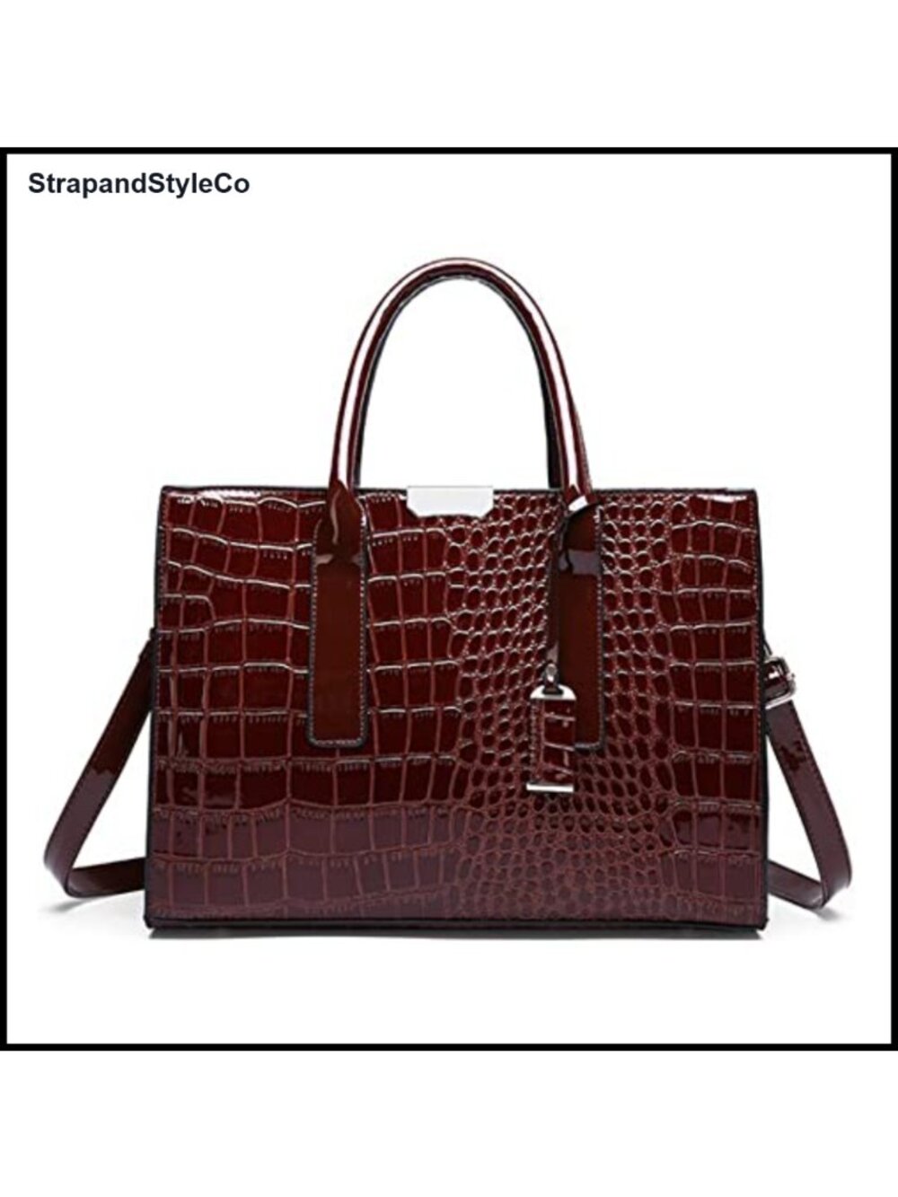 Crocodile Pattern PU Leather Satchel Top-Handle Handbag Shoulder Bag Tote